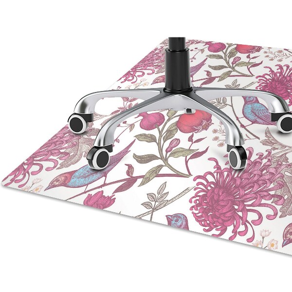 Office chair floor protector Birds and flowers