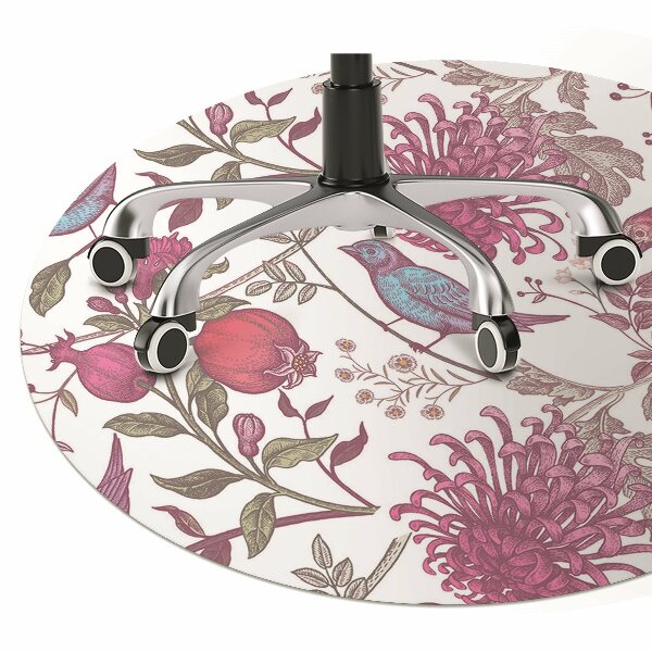 Office chair floor protector Birds and flowers