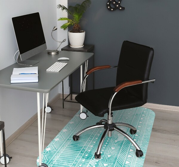 Chair mat geometric turquoise