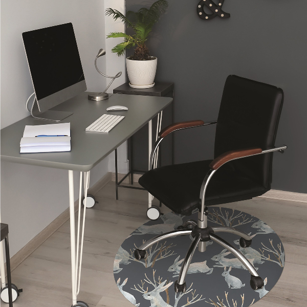 Desk chair mat white Rabbits