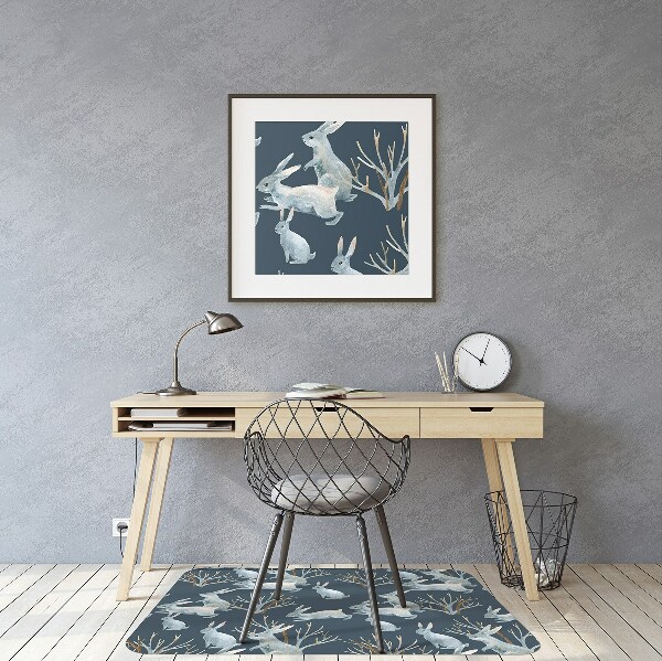 Desk chair mat white Rabbits