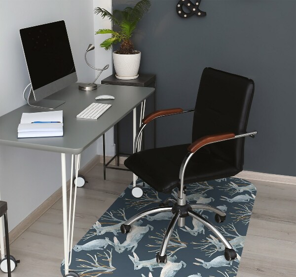 Desk chair mat white Rabbits