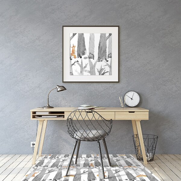 Desk chair mat Foxes in the forest