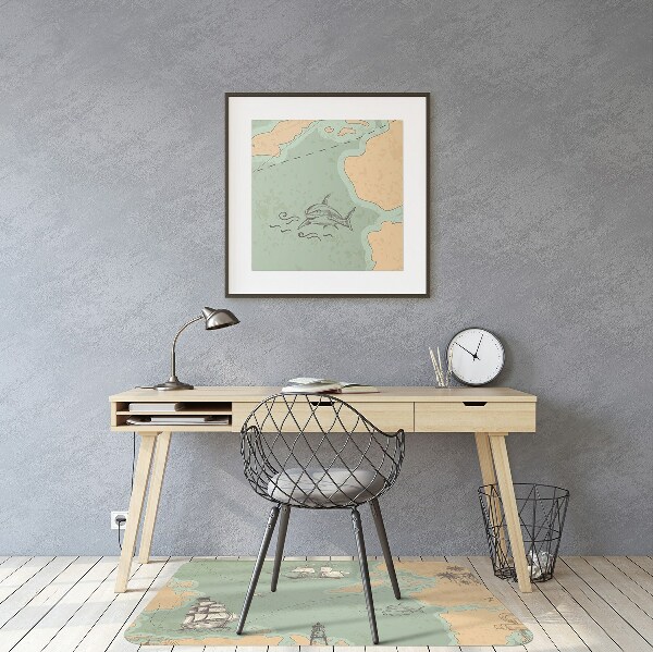 Computer chair mat Treasure map
