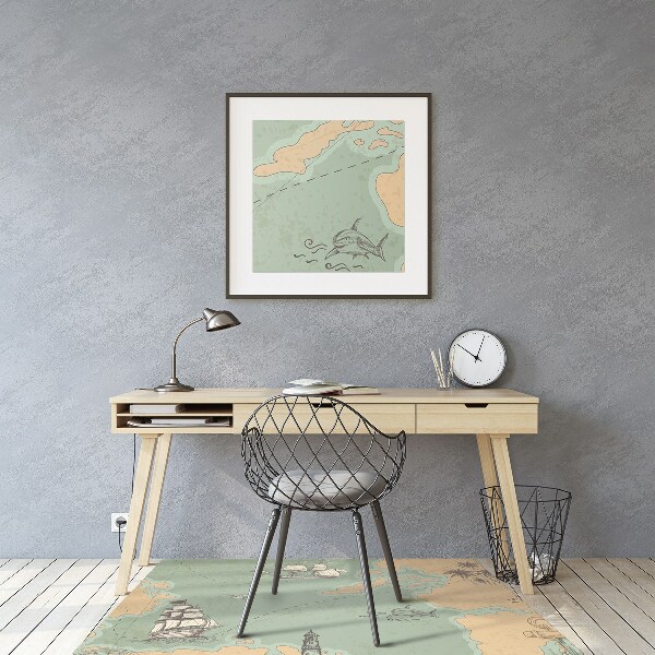 Computer chair mat Treasure map