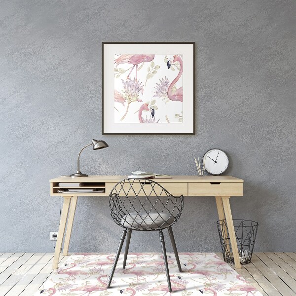 Office chair mat Flamingos