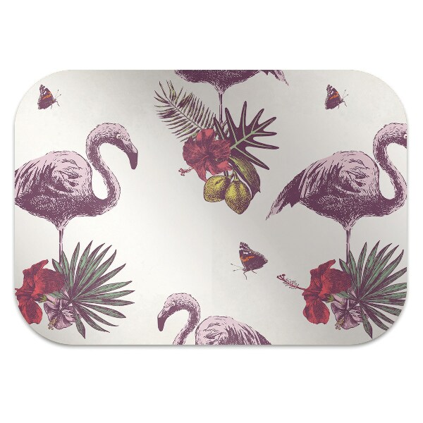 Chair mat Flamingos & Hibiscus