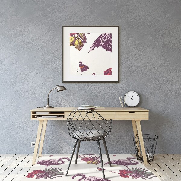 Chair mat Flamingos & Hibiscus