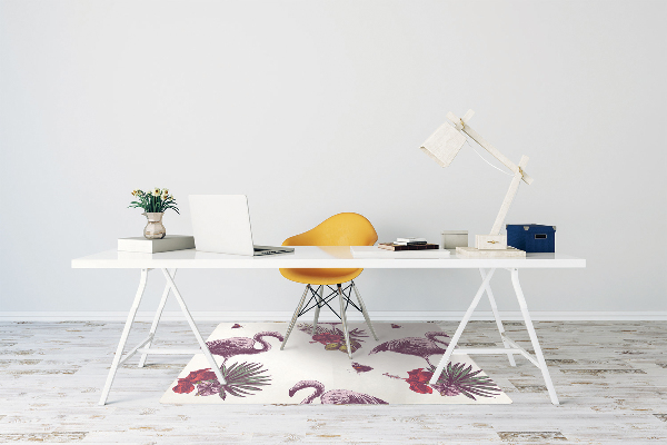 Chair mat Flamingos & Hibiscus