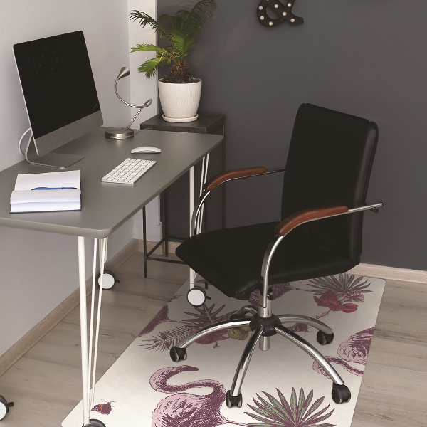 Chair mat Flamingos & Hibiscus