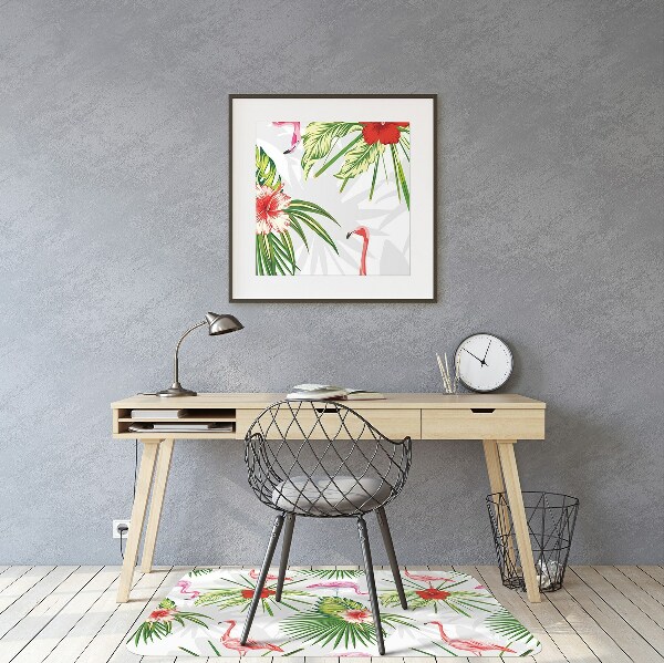Office chair mat Flamingos and flowers