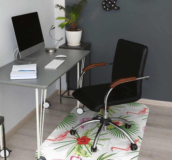 Office chair mat Flamingos and flowers