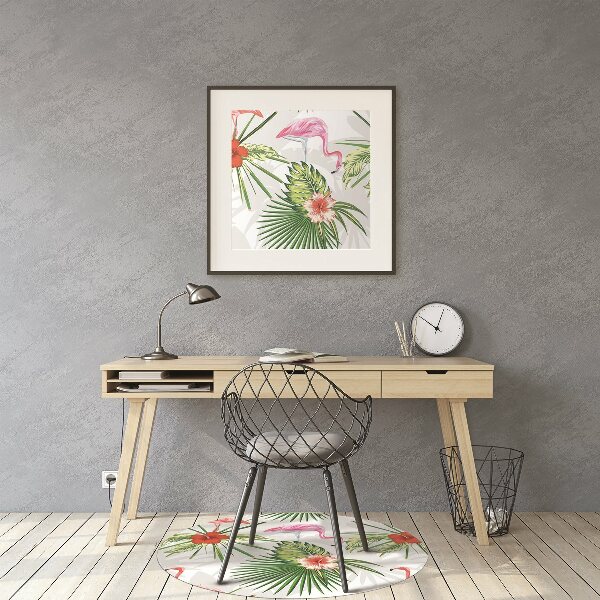 Office chair mat Flamingos and flowers