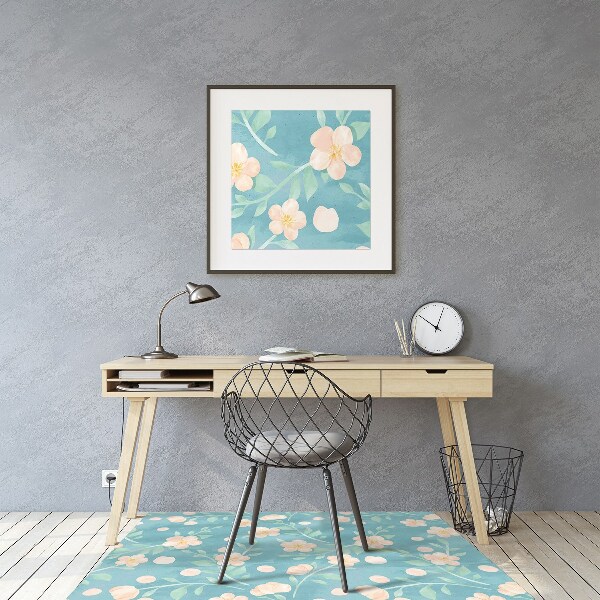 Chair mat floor panels protector pastel flowers