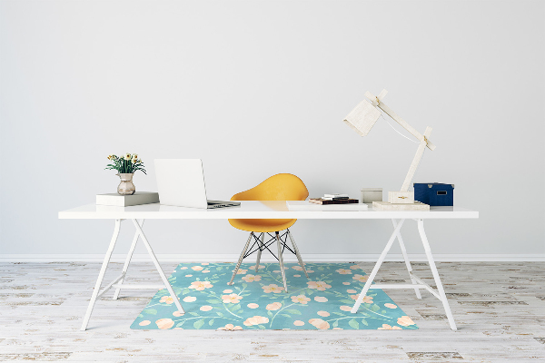 Chair mat floor panels protector pastel flowers
