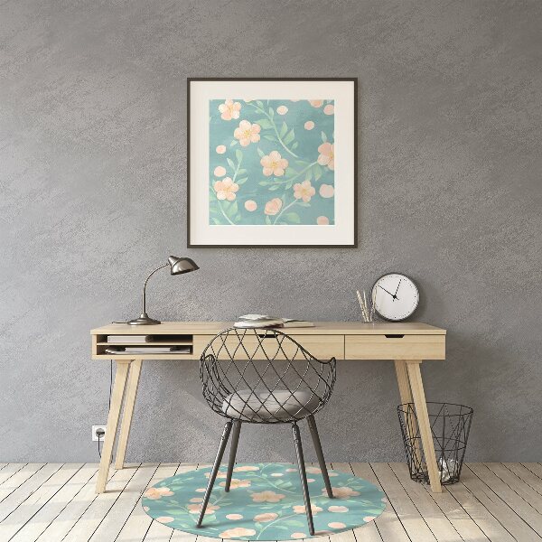 Chair mat floor panels protector pastel flowers