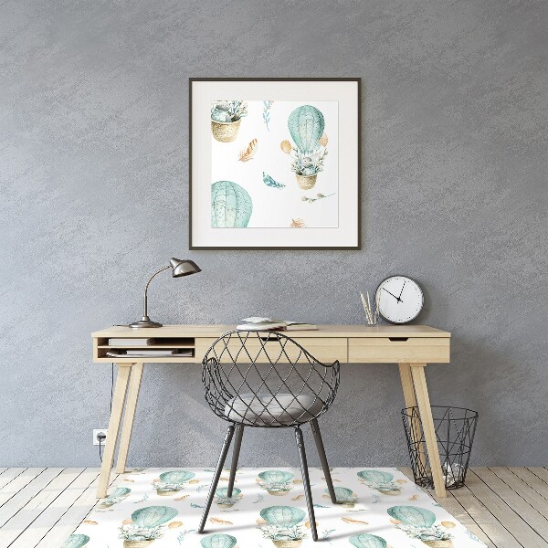 Chair mat floor panels protector Rabbit in a balloon