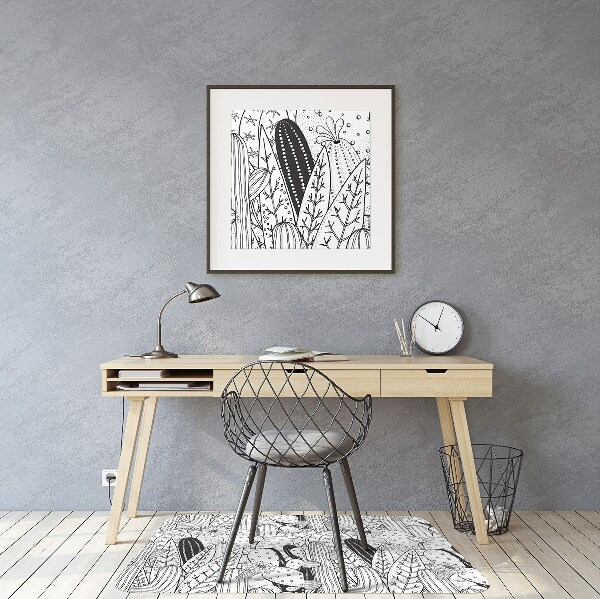 Office chair floor protector comic cacti