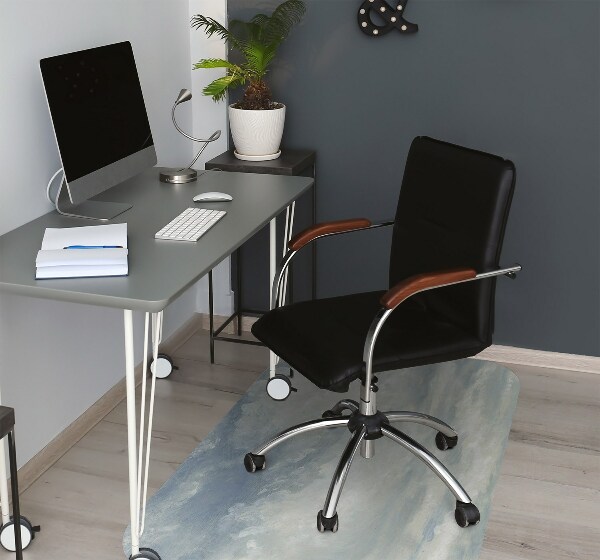 Office chair mat blue clouds
