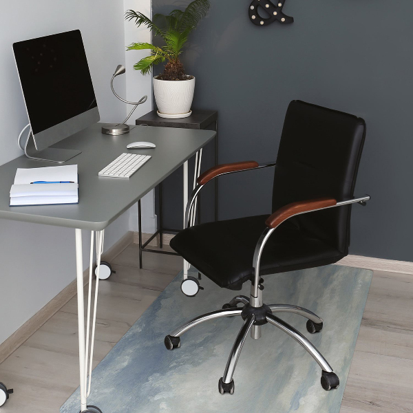 Office chair mat blue clouds