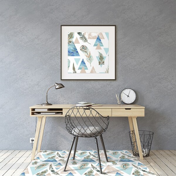 Chair mat floor panels protector Triangles and Feathers