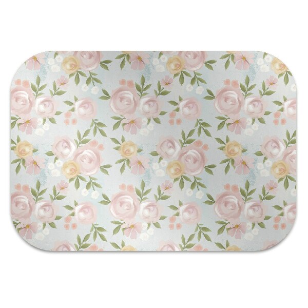 Office chair mat watercolor flowers
