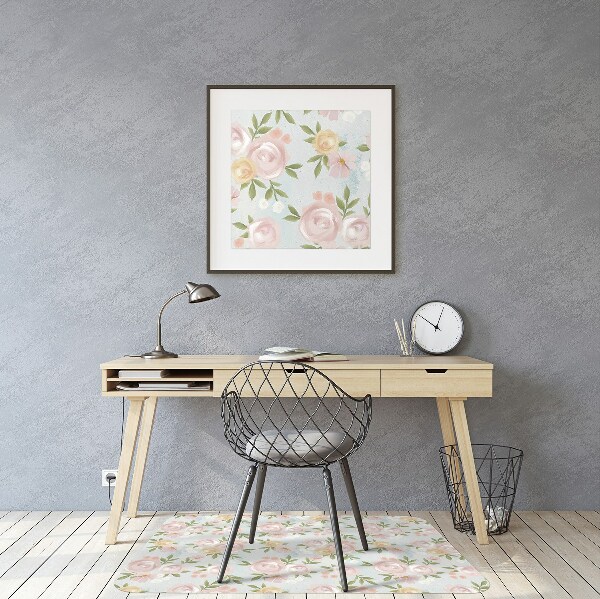 Office chair mat watercolor flowers