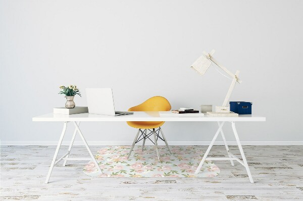 Office chair mat watercolor flowers
