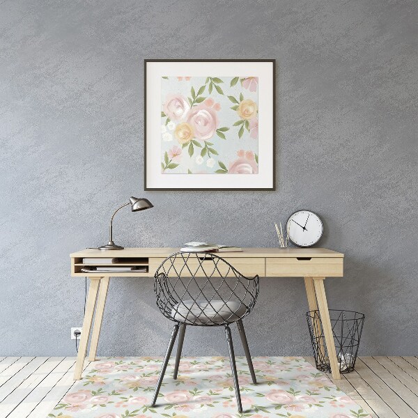 Office chair mat watercolor flowers