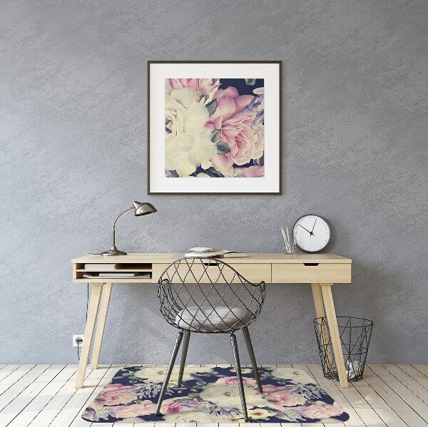 Office chair mat baroque flowers