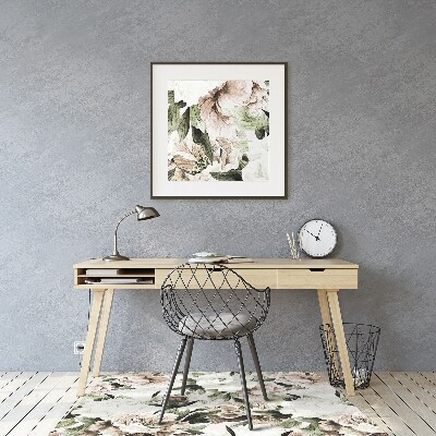 Chair mat floor panels protector blooming peonies