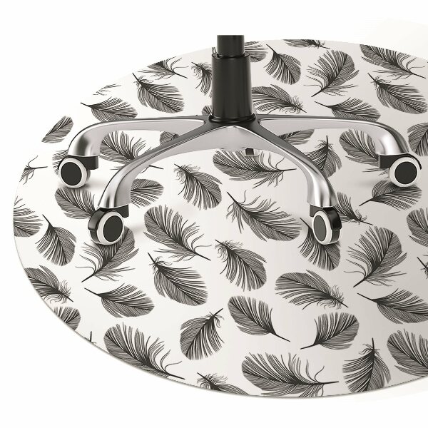Office chair floor protector Black and white feather