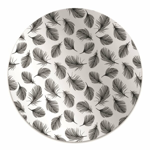 Office chair floor protector Black and white feather