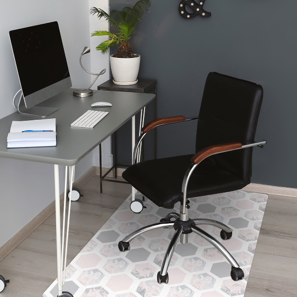 Office chair floor protector hexagons