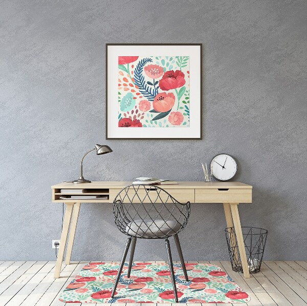 Office chair mat Poppies