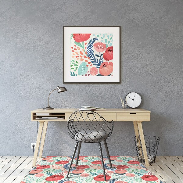 Office chair mat Poppies