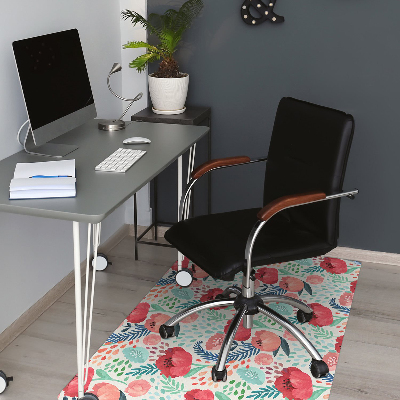 Office chair mat Poppies