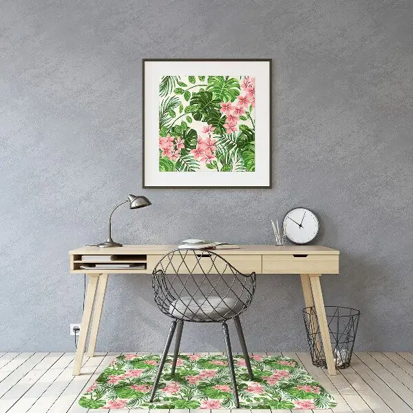Office chair mat hibiscus