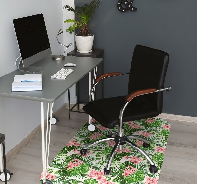 Office chair mat hibiscus