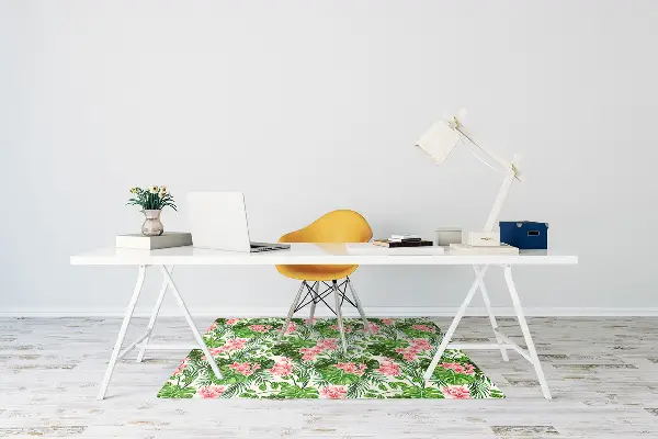 Office chair mat hibiscus