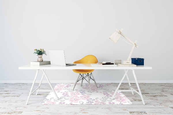 Desk chair mat floral pattern