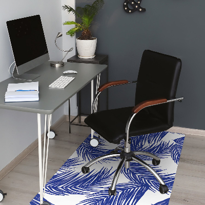 Office chair floor protector navy leaves