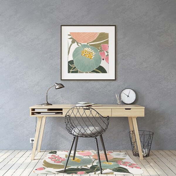 Office chair mat painted flowers