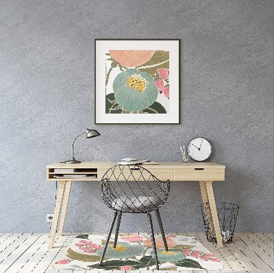 Office chair mat painted flowers