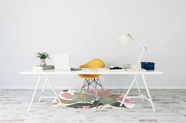 Office chair mat painted flowers