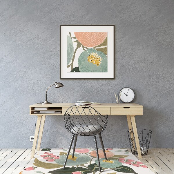Office chair mat painted flowers