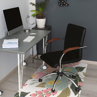 Office chair mat painted flowers