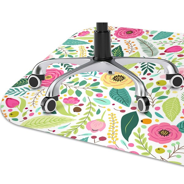 Chair mat floor panels protector colorful flowers