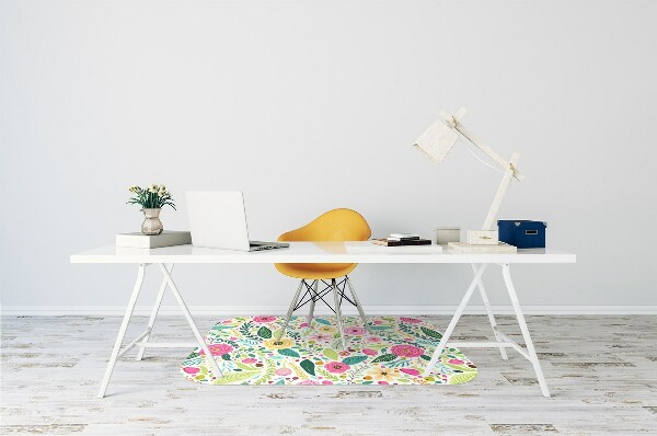 Chair mat floor panels protector colorful flowers