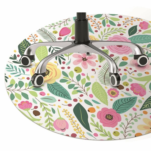 Chair mat floor panels protector colorful flowers